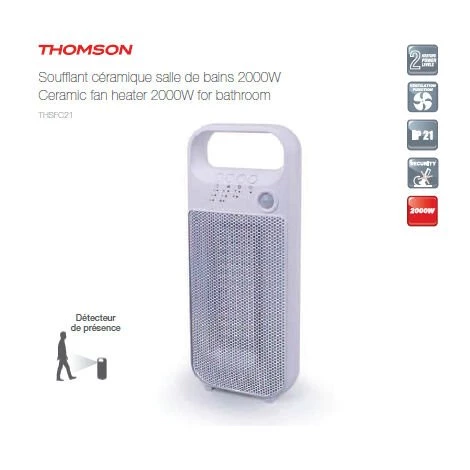 Nouveau ???? THOMSON Radiateur Soufflant Avec Détecteur De Présence 1000 W à 2000 W ???? 3 Nouveau ???? THOMSON Radiateur Soufflant Avec Détecteur De Présence 1000 W à 2000 W ????
