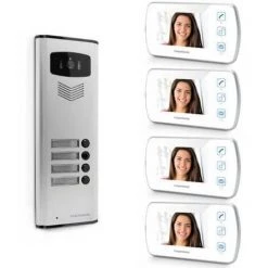 Meilleure affaire ✔️ Visiophone Pour 4 Appartements Collectifs : 1 Platine De Rue + 4 Moniteurs Thomson - Produit Neuf ✔️