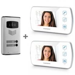 Vente flash ???? THOMSON Interphone Collectif 2 Logements Avec 2 Moniteurs Vidéo 11 Pouces - Produit Neuf ????